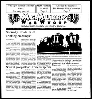 Primary view of McMurry War Whoop (Abilene, Tex.), Vol. 77, No. 4, Ed. 1, Wednesday, November 1, 2000