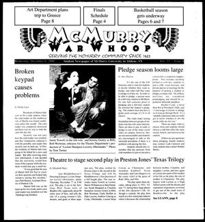 Primary view of McMurry War Whoop (Abilene, Tex.), Vol. 77, No. 6, Ed. 1, Wednesday, December 6, 2000