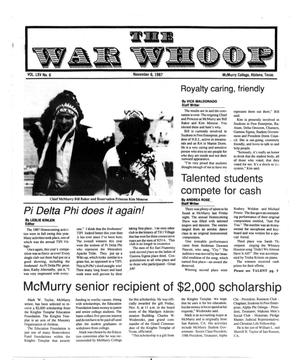Primary view of The War Whoop (Abilene, Tex.), Vol. 65, No. 6, Ed. 1, Friday, November 6, 1987
