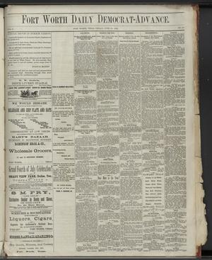 Primary view of object titled 'Fort Worth Daily Democrat-Advance. (Fort Worth, Tex.), Vol. 6, No. 167, Ed. 1 Friday, June 30, 1882'.