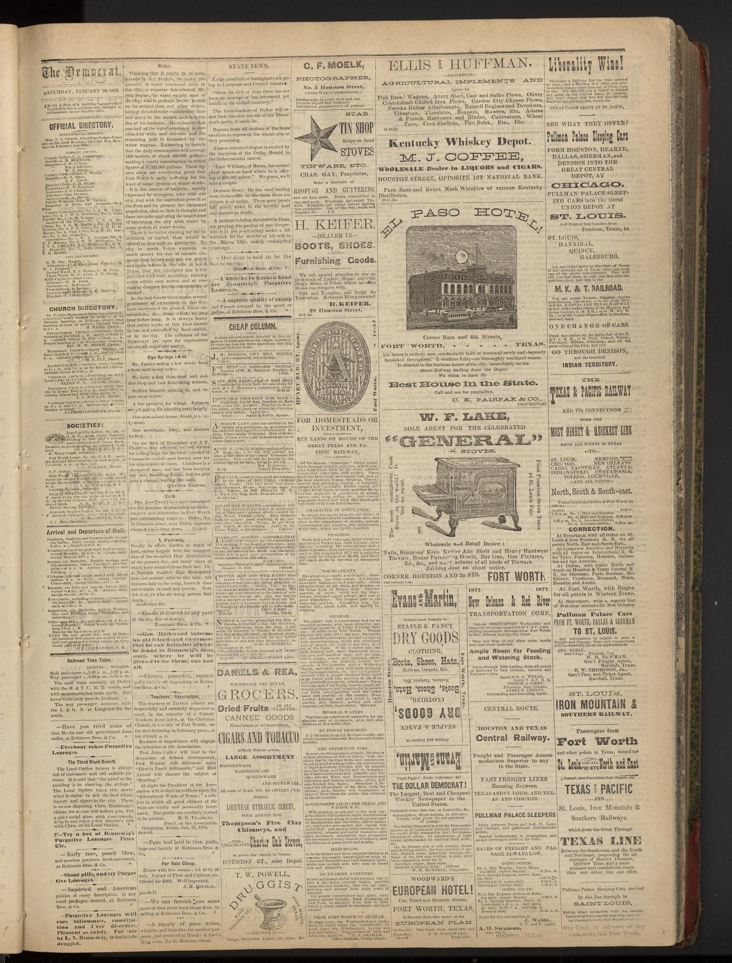 The Daily Fort Worth Democrat. (Fort Worth, Tex.), Vol. 2, No. 179, Ed. 1 Saturday, January 26, 1878
                                                
                                                    [Sequence #]: 3 of 4
                                                