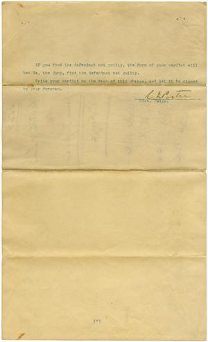 Primary view of object titled 'Documents related to the case of The State of Texas vs. Jerome Loper, cause no. 565, no. 567, and no. 4191, 1932'.