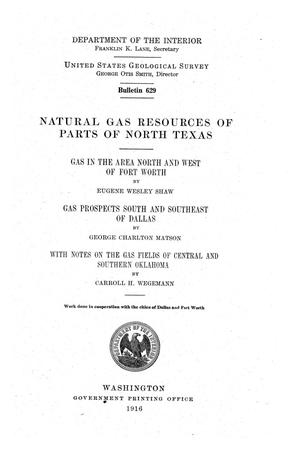 Primary view of object titled 'Natural gas resources of parts of North Texas'.
