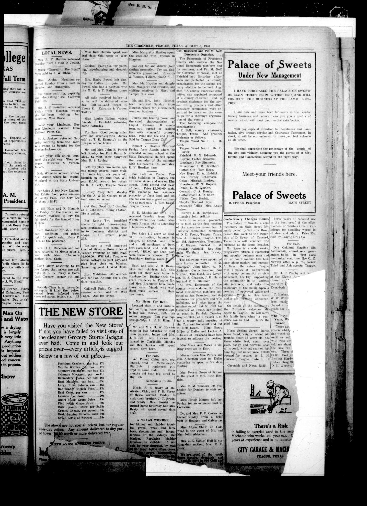 The Teague Chronicle. (Teague, Tex.), Vol. 15, No. 1, Ed. 1 Friday, August 6, 1920
                                                
                                                    [Sequence #]: 3 of 8
                                                