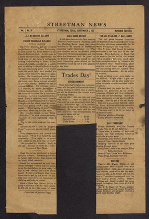 Streetman News (Streetman, Tex.), Vol. 1, No. 20, Ed. 1 Thursday, September 2, 1937