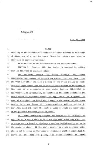85th Texas Legislature, Regular Session, Senate Bill 1465, Chapter 600