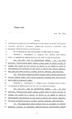 85th Texas Legislature, Regular Session, House Bill 1823, Chapter 1041