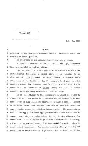 85th Texas Legislature, Regular Session, House Bill 1081, Chapter 817