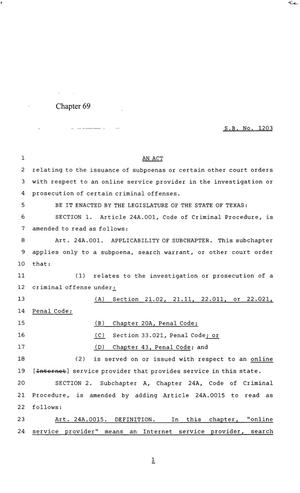 85th Texas Legislature, Regular Session, Senate Bill 1203, Chapter 69