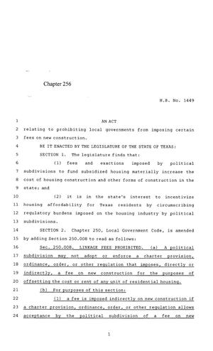 85th Texas Legislature, Regular Session, House Bill 1449, Chapter 256