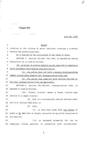 85th Texas Legislature, Regular Session, Senate Bill 2076, Chapter 969