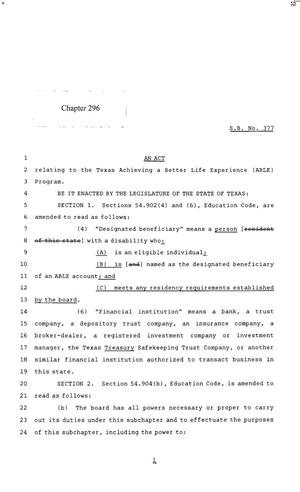 85th Texas Legislature, Regular Session, Senate Bill 377, Chapter 296