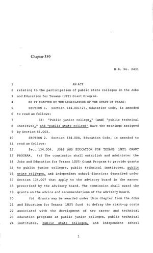 85th Texas Legislature, Regular Session, House Bill 2431, Chapter 359