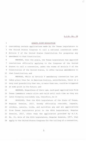 85th Texas Legislature, Regular Session, Senate Joint Resolution 38