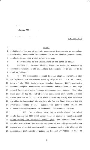 85th Texas Legislature, Regular Session, Senate Bill 1005, Chapter 722