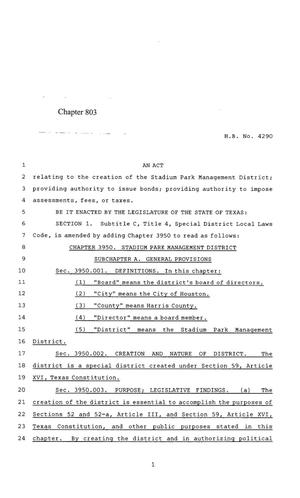 85th Texas Legislature, Regular Session, House Bill 4290, Chapter 803