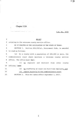 85th Texas Legislature, Regular Session, Senate Bill 1676, Chapter 1124