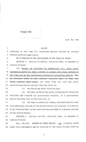 85th Texas Legislature, Regular Session, House Bill 929, Chapter 992