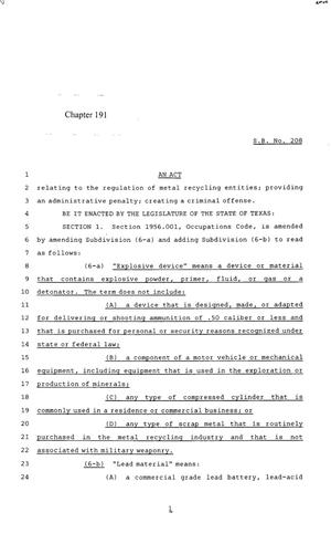 85th Texas Legislature, Regular Session, Senate Bill 208, Chapter 191