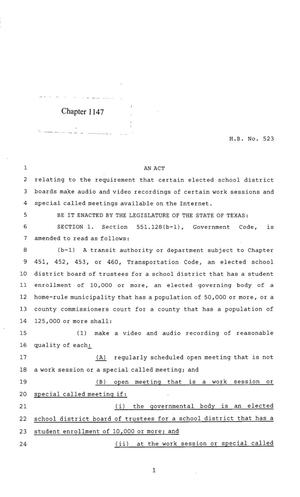 85th Texas Legislature, Regular Session, House Bill 523, Chapter 1147