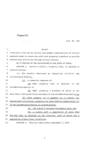 85th Texas Legislature, Regular Session, House Bill 755, Chapter 812