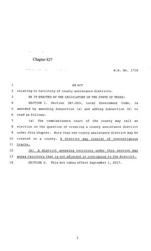 85th Texas Legislature, Regular Session, House Bill 1716, Chapter 827