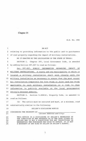 85th Texas Legislature, Regular Session, House Bill 890, Chapter 35