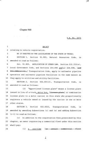 85th Texas Legislature, Regular Session, Senate Bill 2075, Chapter 968