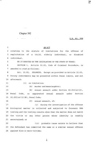 85th Texas Legislature, Regular Session, Senate Bill 998, Chapter 392