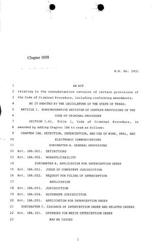 85th Texas Legislature, Regular Session, House Bill 2931, Chapter 1058