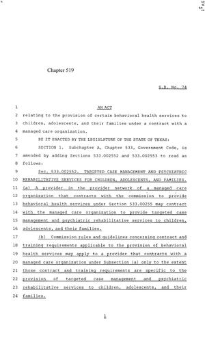 85th Texas Legislature, Regular Session, Senate Bill 74, Chapter 519