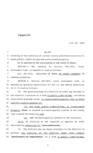 85th Texas Legislature, Regular Session, House Bill 3504, Chapter 614