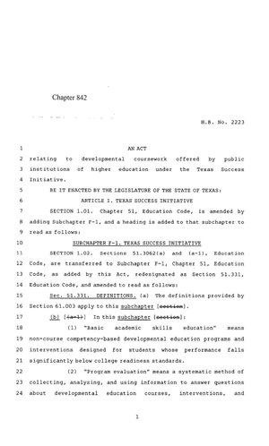 85th Texas Legislature, Regular Session, House Bill 2223, Chapter 842