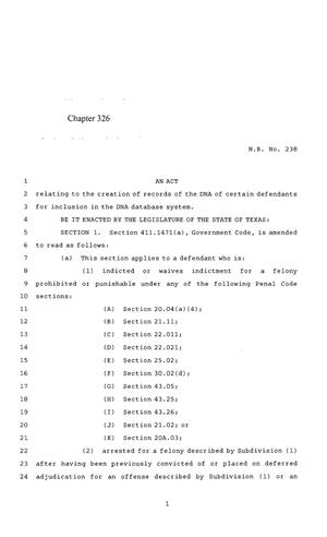 85th Texas Legislature, Regular Session, House Bill 238, Chapter 326