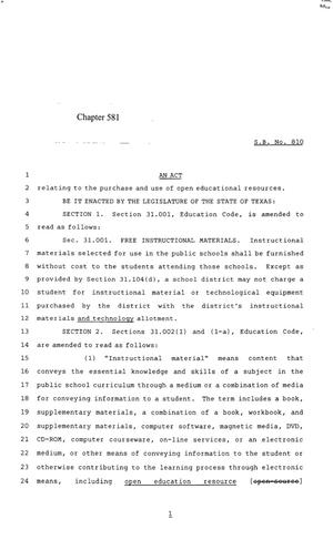 85th Texas Legislature, Regular Session, Senate Bill 810, Chapter 581