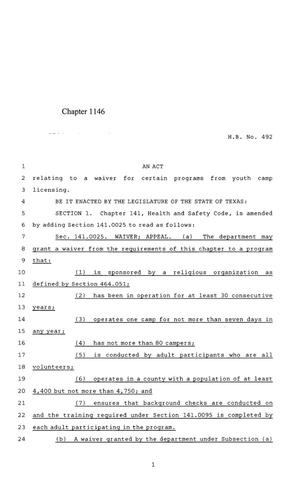 85th Texas Legislature, Regular Session, House Bill 492, Chapter 1146