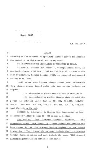 85th Texas Legislature, Regular Session, House Bill 3567, Chapter 1085
