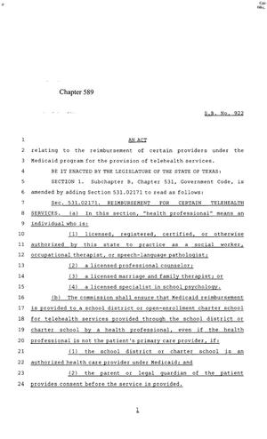 85th Texas Legislature, Regular Session, Senate Bill 922, Chapter 589