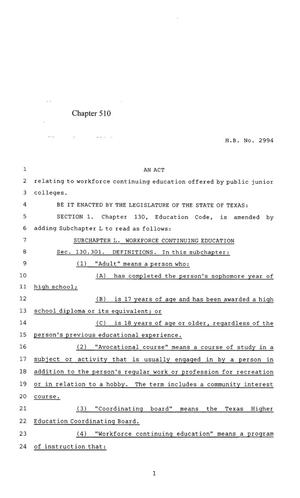 85th Texas Legislature, Regular Session, House Bill 2994, Chapter 510