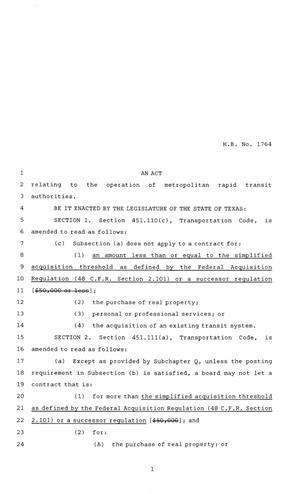 85th Texas Legislature, Regular Session, House Bill 1764