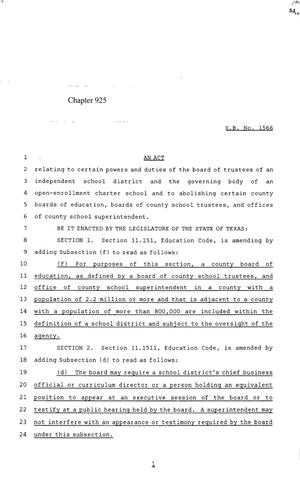 85th Texas Legislature, Regular Session, Senate Bill 1566, Chapter 925