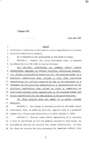 85th Texas Legislature, Regular Session, Senate Bill 622, Chapter 563