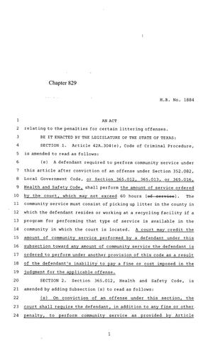 85th Texas Legislature, Regular Session, House Bill 1884, Chapter 829
