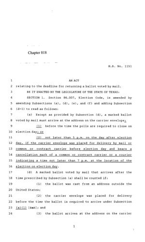 85th Texas Legislature, Regular Session, House Bill 1151, Chapter 818