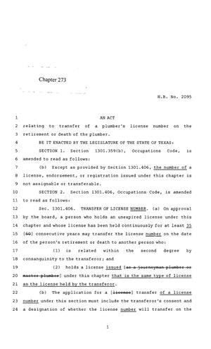 85th Texas Legislature, Regular Session, House Bill 2095, Chapter 273