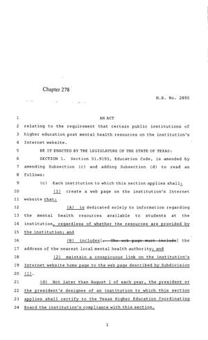 85th Texas Legislature, Regular Session, House Bill 2895, Chapter 278