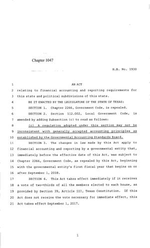 85th Texas Legislature, Regular Session, House Bill 1930, Chapter 1047