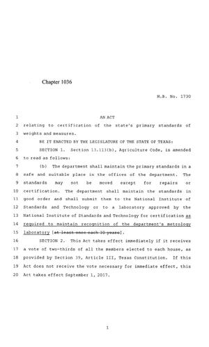 85th Texas Legislature, Regular Session, House Bill 1730, Chapter 1036