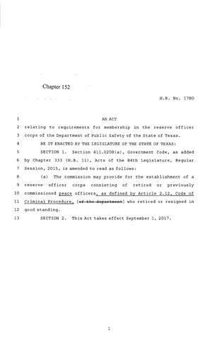 85th Texas Legislature, Regular Session, House Bill 1780, Chapter 152