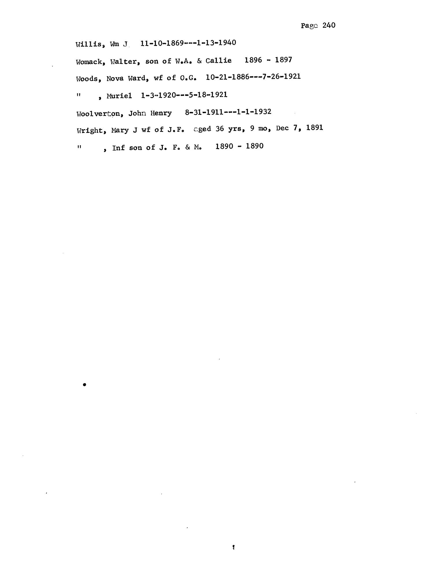 Texas Genealogical Records, Ellis County, Volume 10, 1775-1957
                                                
                                                    240
                                                